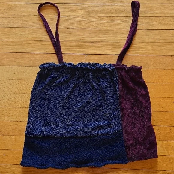 MICHAEL Michael Kors, Color-block Multi-Textured Top, Navy & Maroon, EUC, S - Picture 2 of 14